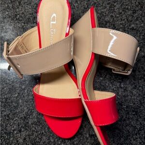 CL by Laundry Red and Beige Sandals Tonya 7